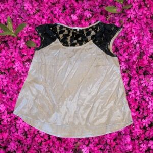 Just Ginger Black Lace Cream Women's Blouse Sz L ✨ 3 /$13 ✨